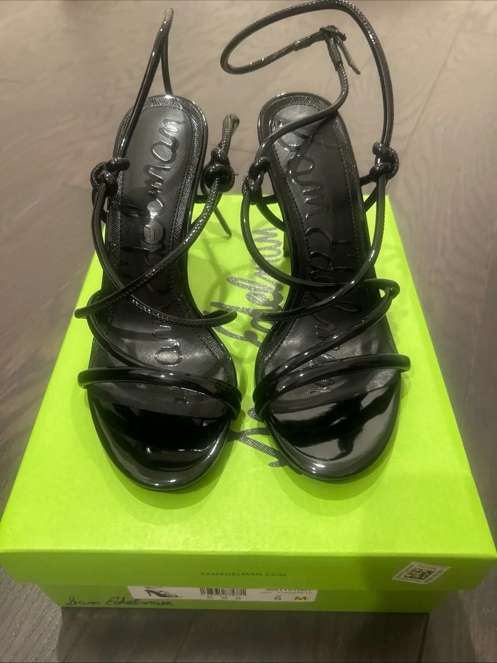 Sam edelman heels Sandals Isadora Black Patent Stelitto Strap Buckle Sz 6 $ 145